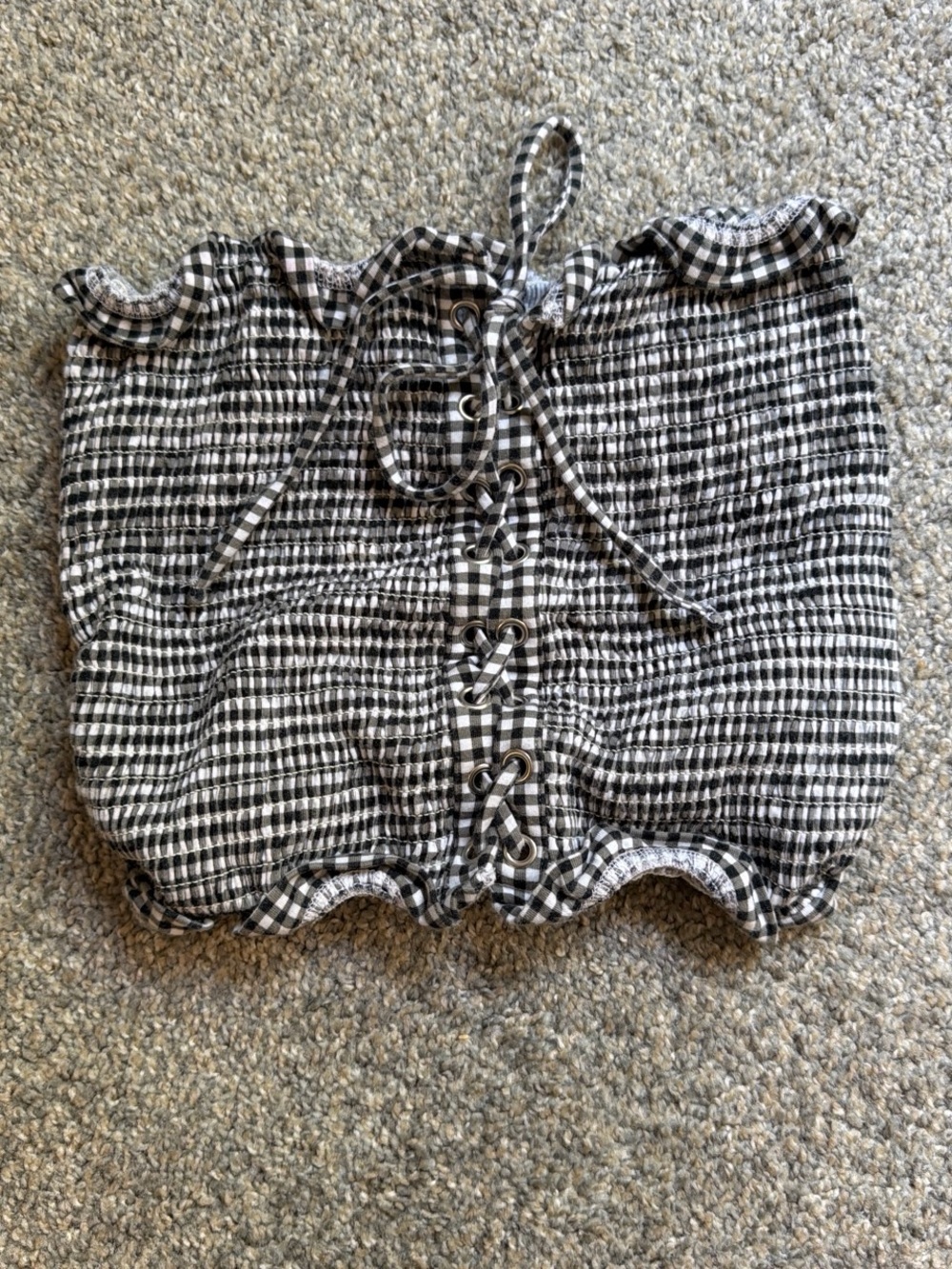 Black & White Gingham Lace-Up Women’s Crop Top